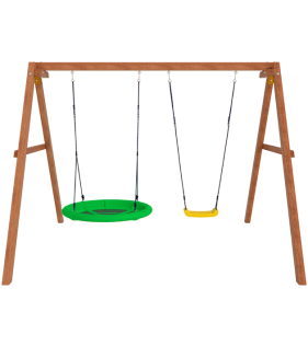 Деревянные качели с качелями гнездо