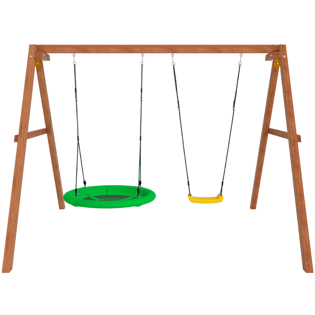Деревянные качели с качелями гнездо