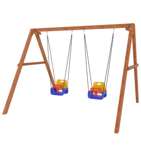 Деревянные качели с 2-мя качелями со спинкой