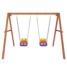 Деревянные качели с 2-мя качелями со спинкой