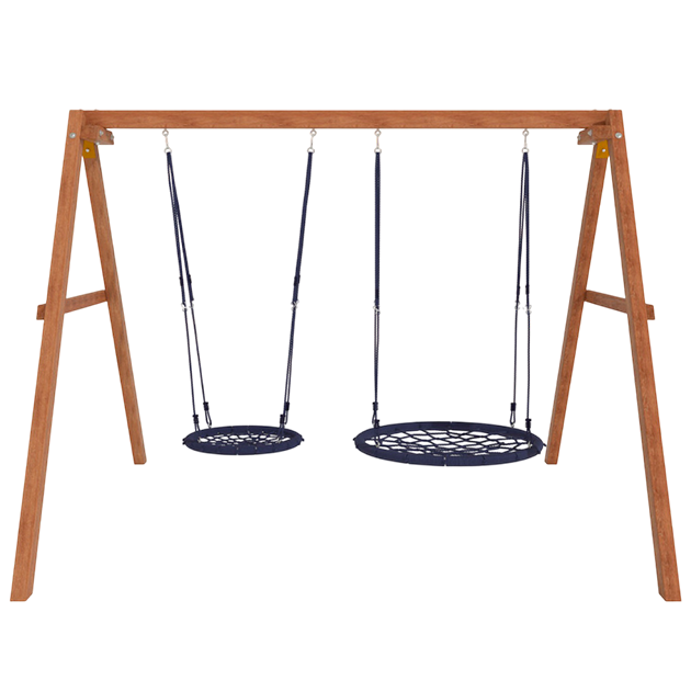 Деревянные качели с качелями гнездо 60 см и качелями гнездо 100 см