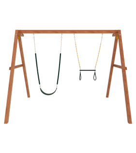 Деревянные качели с трапецией и гибкими качелями