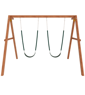 Деревянные качели с двумя гибкими качелями