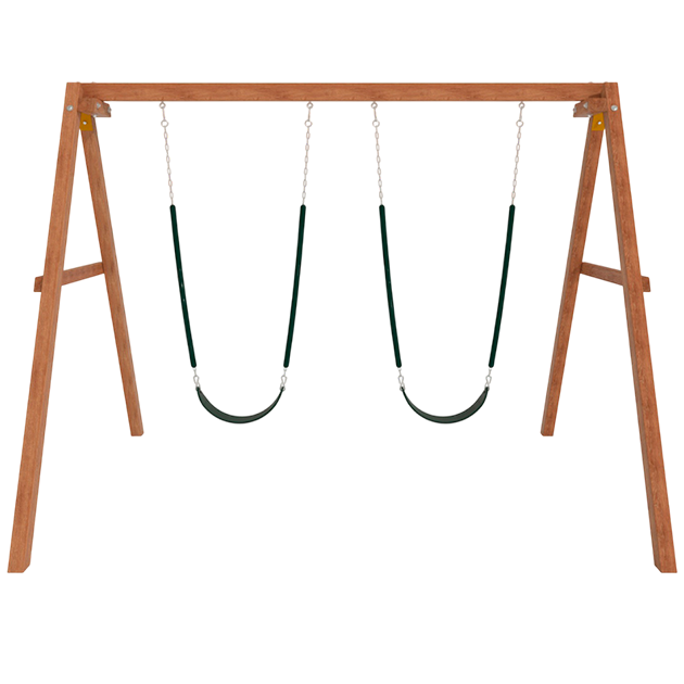 Деревянные качели с двумя гибкими качелями