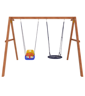 Деревянные качели с гнездом и качелями со спинкой