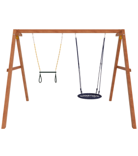 Деревянные качели с гнездом 60см и трапецией