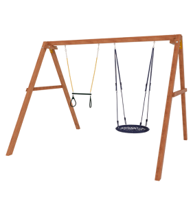 Деревянные качели с гнездом 60см и трапецией