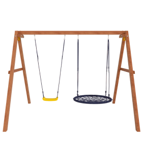 Деревянные качели с качелями лодочка и гнездо
