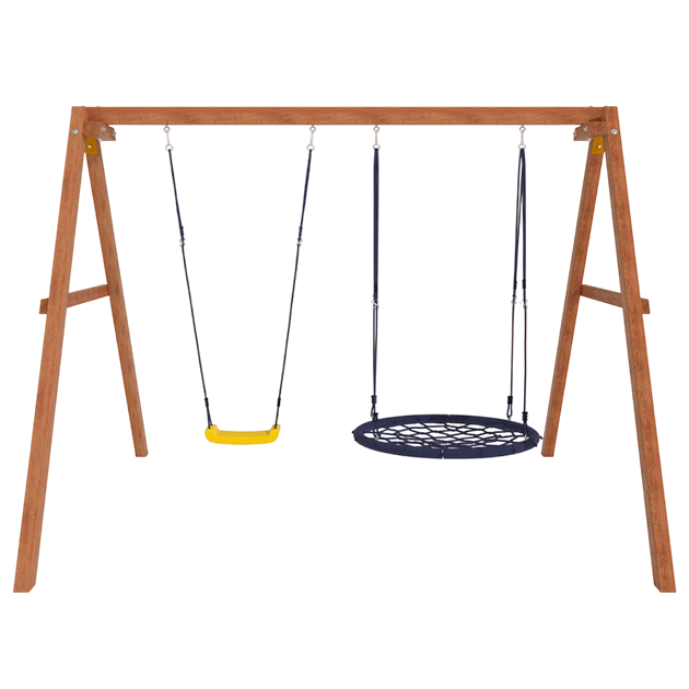 Деревянные качели с качелями лодочка и гнездо