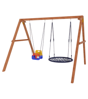 Деревянные качели с качелями гнездо 100 см и качелями со спинкой...