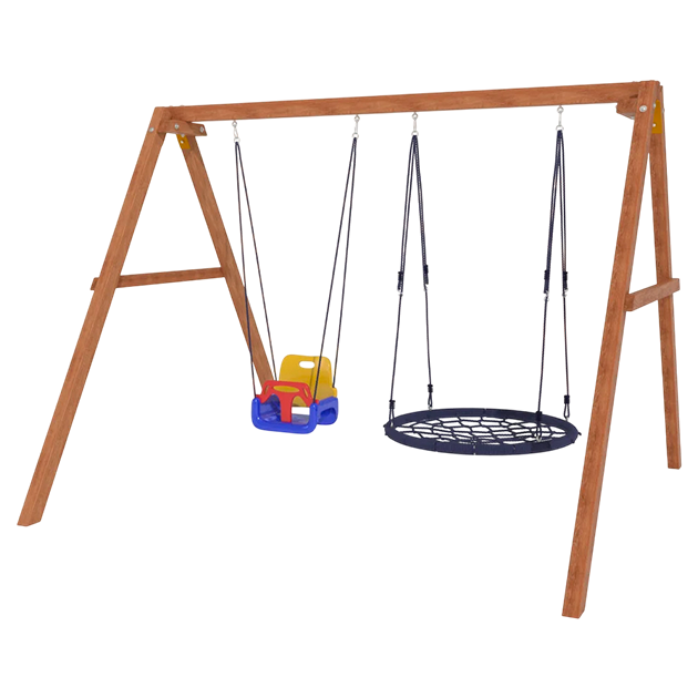 Деревянные качели с качелями гнездо 100 см и качелями со спинкой