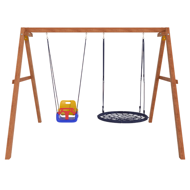 Деревянные качели с качелями гнездо 100 см и качелями со спинкой