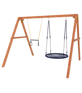 Деревянные качели с качелями гнездо 100 см и трапецией...