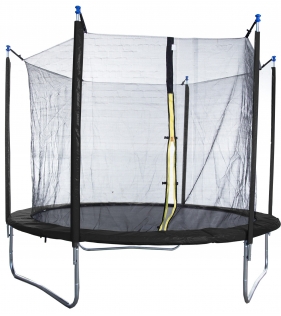 Батут с лестницей и внутренней сеткой 180 см черный