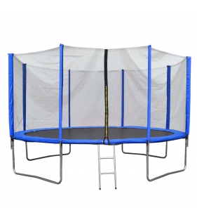 Батут с лестницей и внешней сеткой 360 см синий