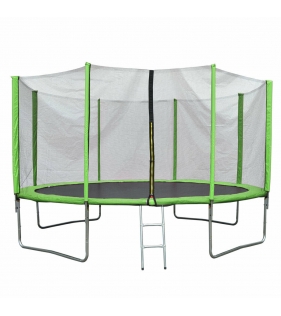 Батут с лестницей и внешней сеткой 360 см зеленый