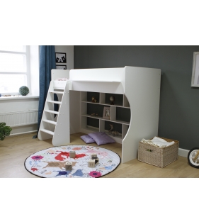 Кровать чердак Р432 Капризун 1 белый с полками