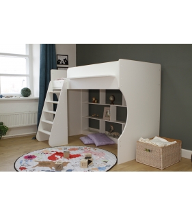 Кровать чердак Р432 Капризун 1 белый с полками