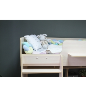 Кровать чердак Р432 Капризун 1 дуб млечный с полками