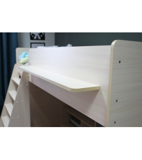 Кровать чердак Р432 Капризун 1 дуб млечный с полками