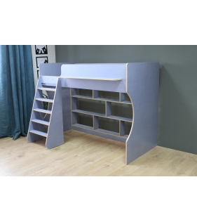 Кровать чердак Р432 Капризун 1 лен голубой с полками