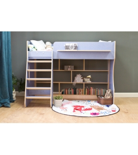 Кровать чердак Р432 Капризун 1 лен голубой с полками