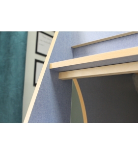 Кровать чердак Р432 Капризун 1 лен голубой с полками