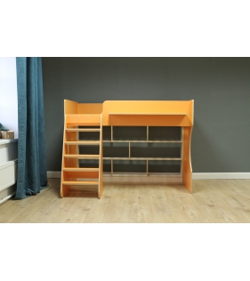 Кровать чердак Р432 Капризун 1 оранжевый с полками