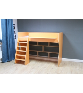 Кровать чердак Р432 Капризун 1 оранжевый с полками