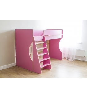 Кровать чердак Р432 Капризун 1 розовый с полками