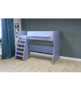 Кровать чердак Р432 Капризун 1 лен голубой