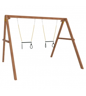 Деревянные качели с двумя трапециями