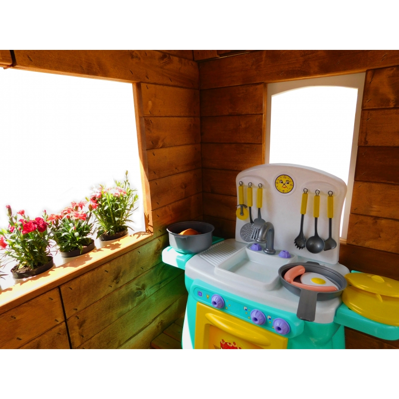 Детский домик Цветочный c кухней и цветочницами