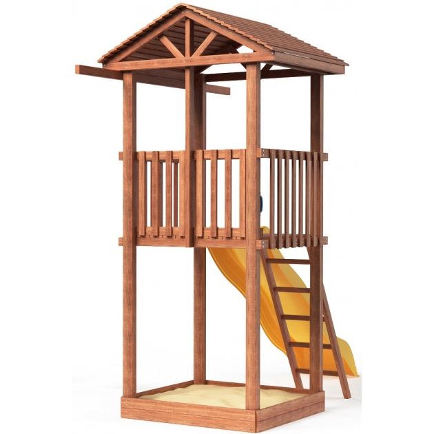 Комплекс Tower с горкой и деревянной крышей