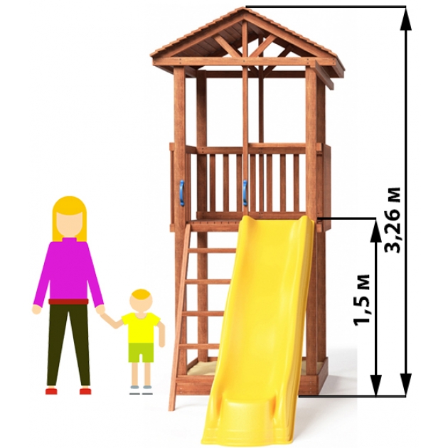 Комплекс Tower с горкой и деревянной крышей
