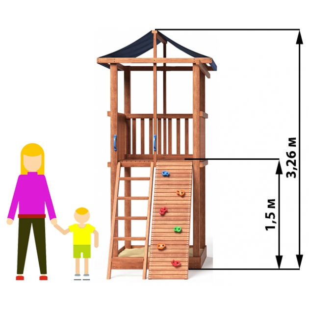 Комплекс Tower с узким скалодромом крыша тент