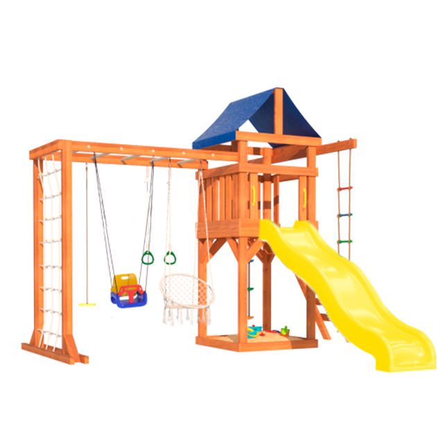 Детская площадка с рукоходом, подвесным креслом и качелями для малышей