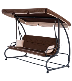 Качели садовые подвесные Lux с тентом и подушками коричневые...