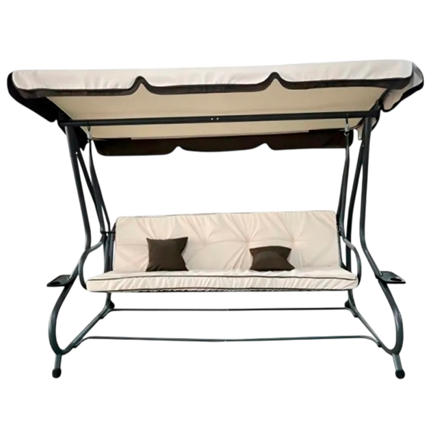 Качели садовые подвесные Lux с тентом и подушками бежевые