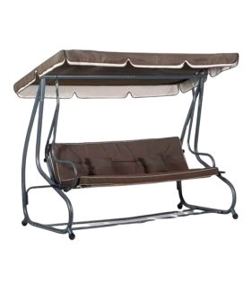 Качели садовые подвесные Lux с тентом и подушками коричневые