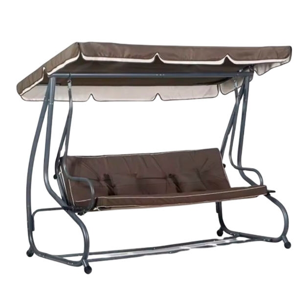 Качели садовые подвесные Lux с тентом и подушками коричневые