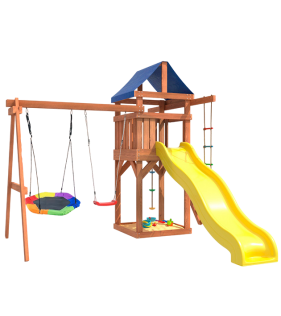 Детская площадка с качелями лодочка и гнездом Гексагон для улицы...