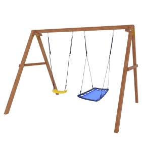 Деревянные качели с голубым гнездом Лодка