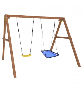 Деревянные качели с голубым гнездом Лодка