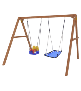 Деревянные качели с гнездом Лодка и качелями со спинкой...