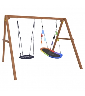 Деревянные качели с овальным разноцветным гнездом и гнездом 60см