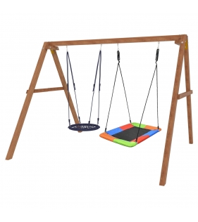 Деревянные качели с разноцветным гнездом Лодка гнездом 60см