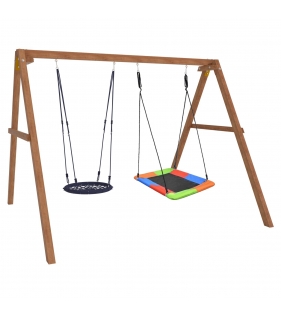 Деревянные качели с разноцветным гнездом Лодка гнездом 60см