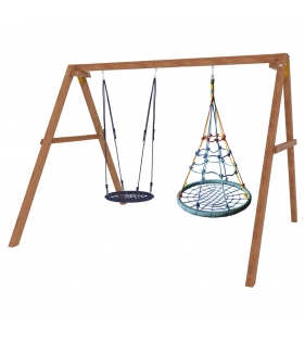 Деревянные качели с качелями гнездо с паутинкой и гнездом 60см