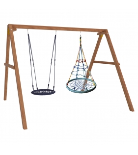 Деревянные качели с качелями гнездо с паутинкой и гнездом 60см